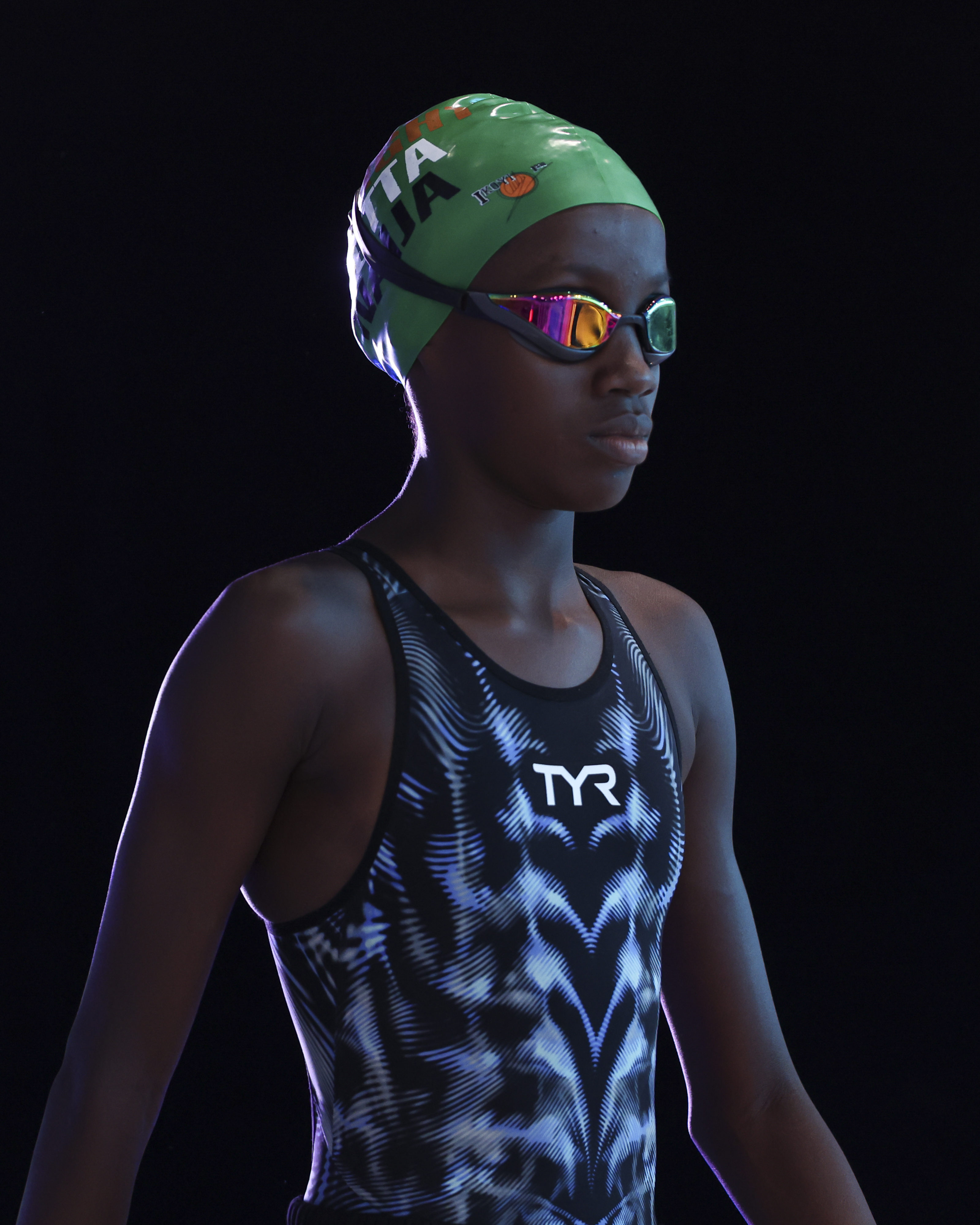 Swimmer focused before the race